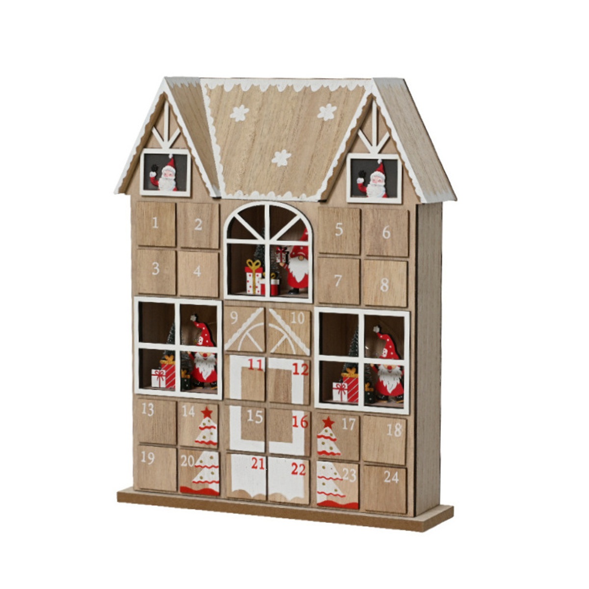 vánoční interíérové dekorace - Adventní kalendář dřevěný dům 37cm