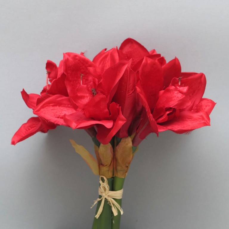 Umělé květiny ve svazku - Amaryllis CASEY umělý svazek 3ks červený 33cm