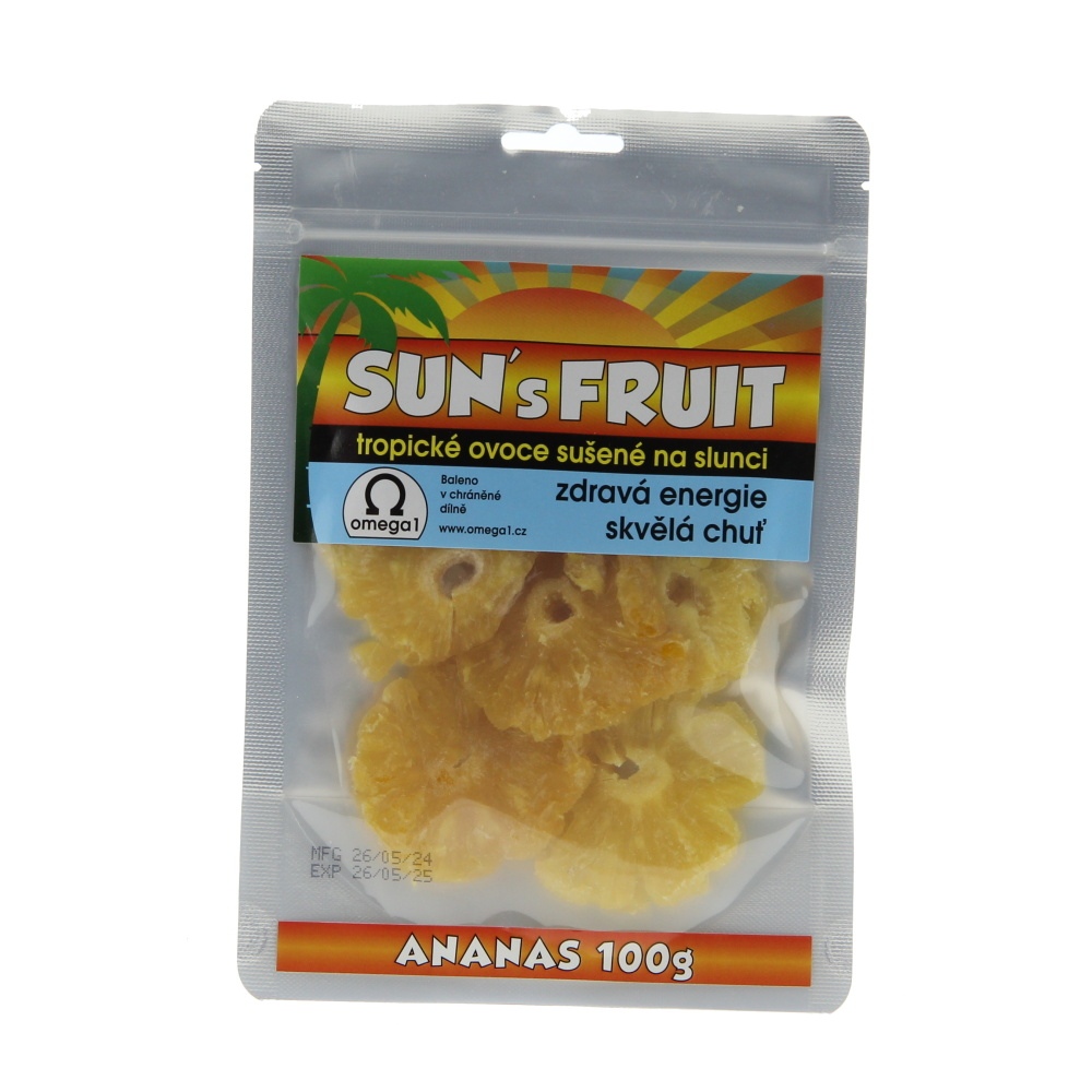 Sušené ovoce a plody - Ananas sušený SUNS FRUIT 100g
