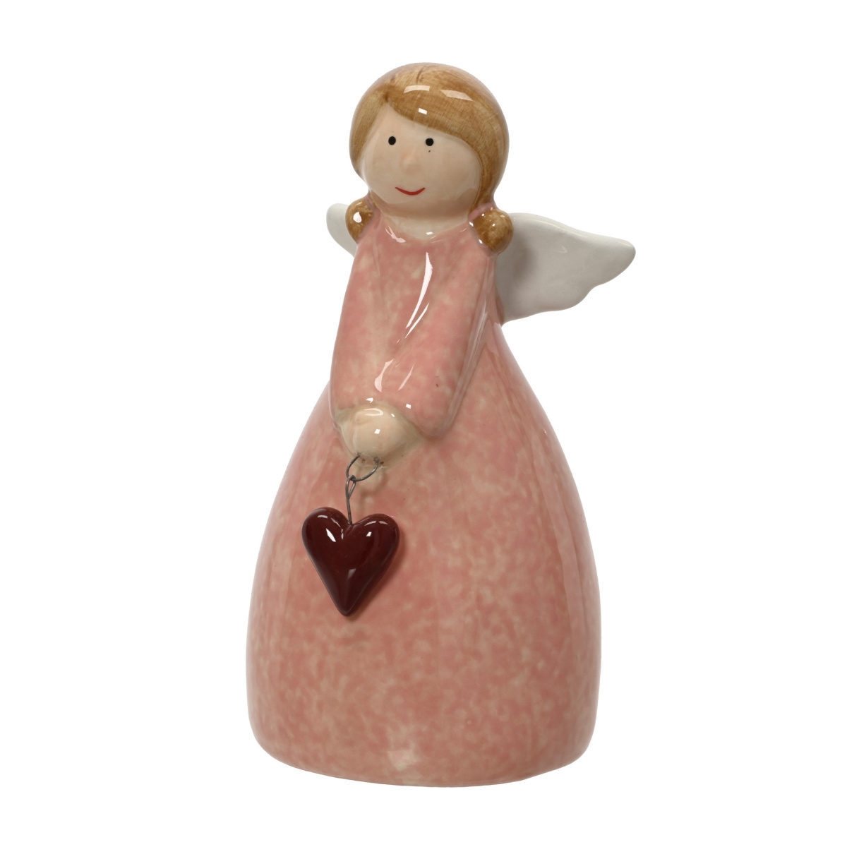 Vánoční figurky - Anděl dolomitický růžový se srdcem 18cm
