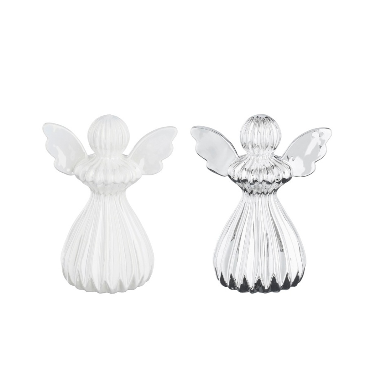 Vánoční figurky - Anděl keramický bílý/stříbrný mix 17,5cm