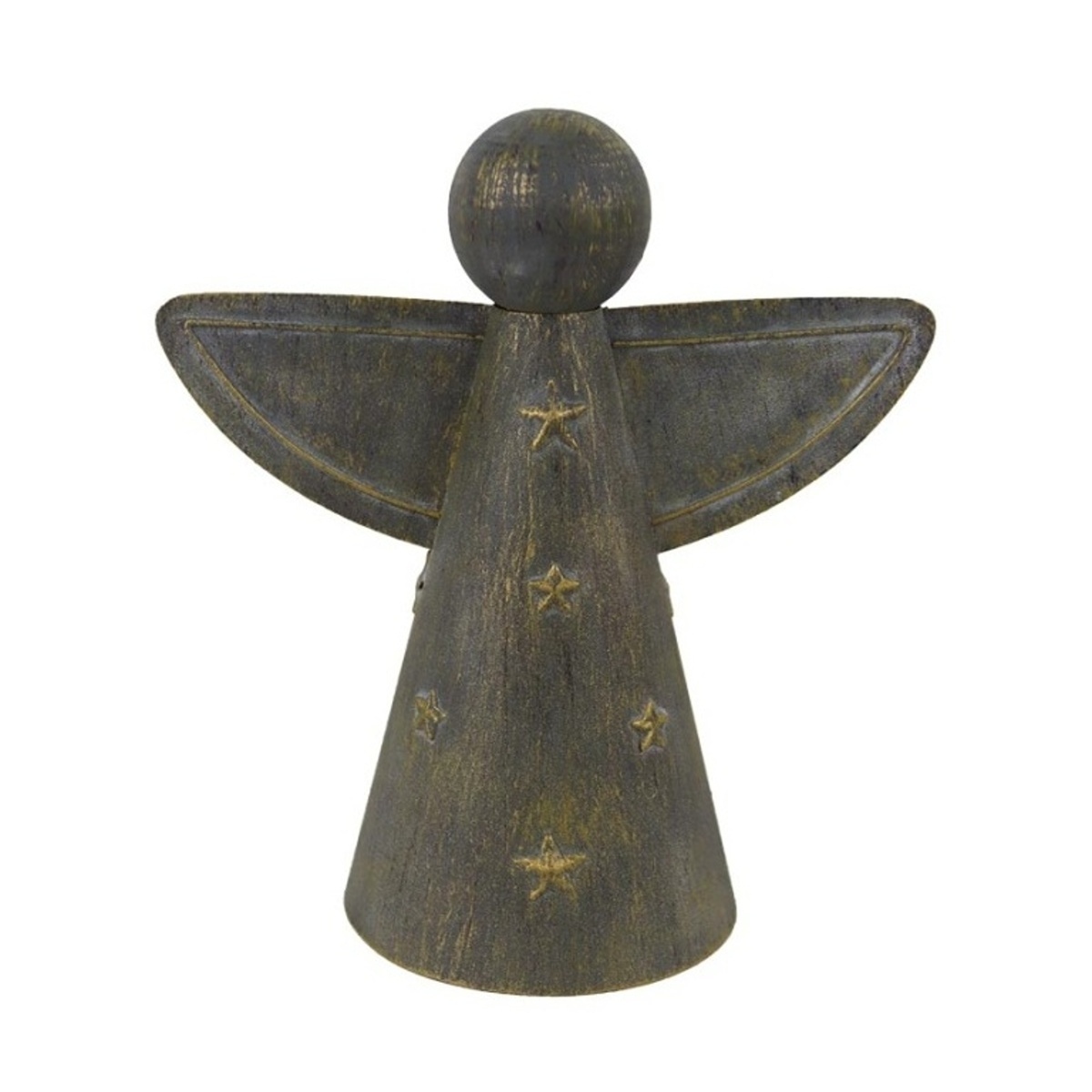 Vánoční figurky - Anděl kovový s hvězdami 16cm