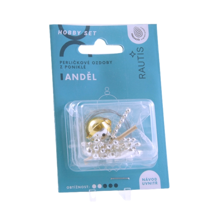 Anděl perličky hobby set šampoň-zlatý 7cm