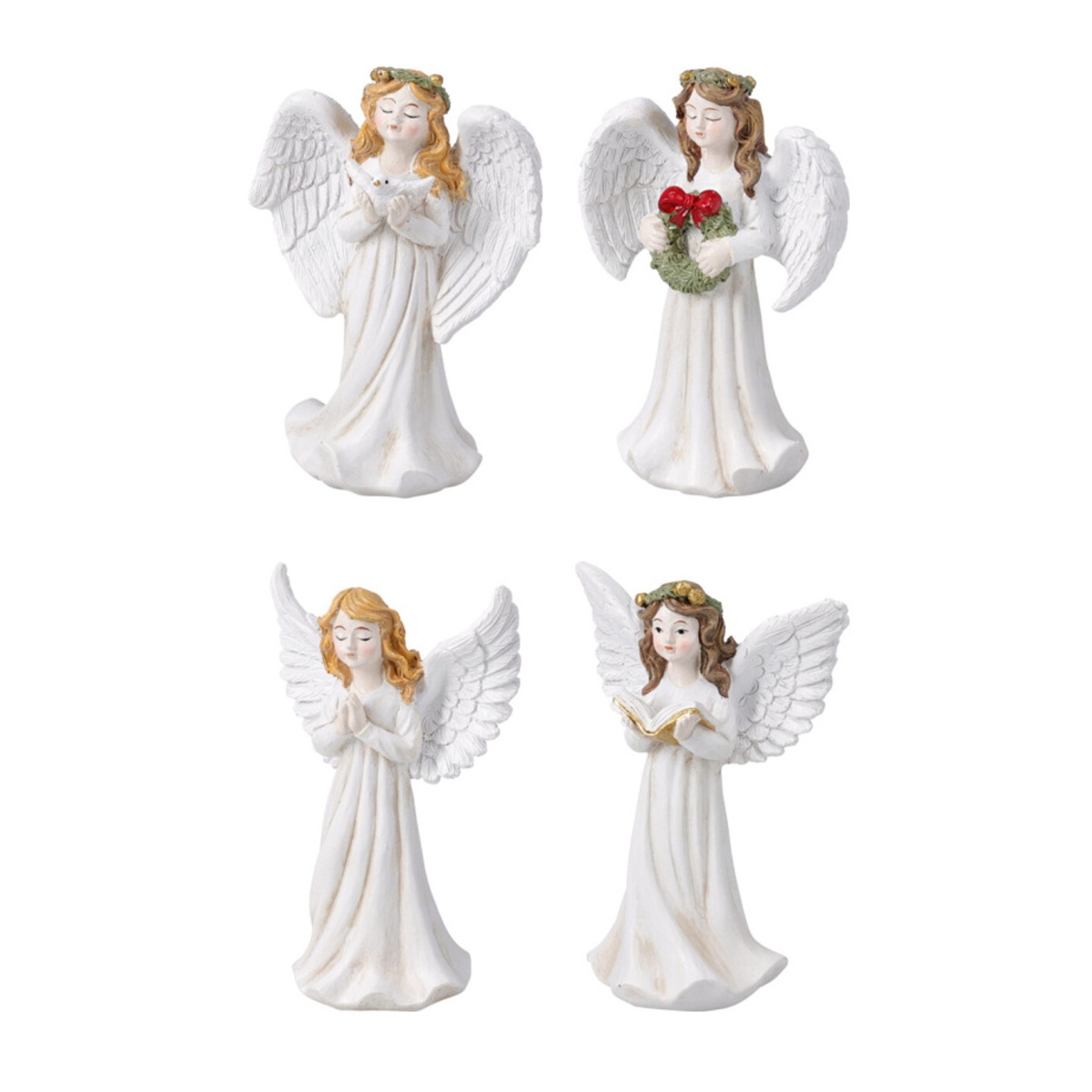 Vánoční figurky - Anděl s věnečkem z polystone mix 13cm