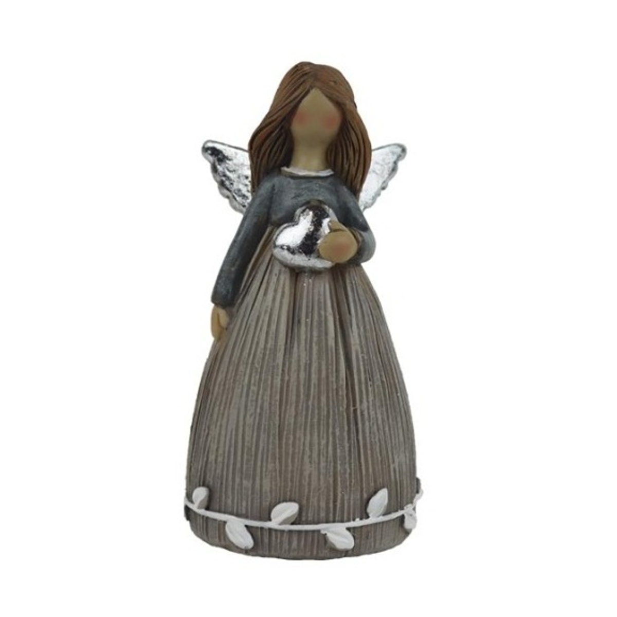 Vánoční figurky - Anděl se srdcem a listy polyresinový 9cm