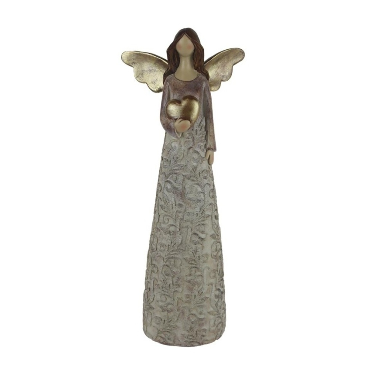 Vánoční figurky - Anděl se srdcem a ornamenty polyresinový 38cm