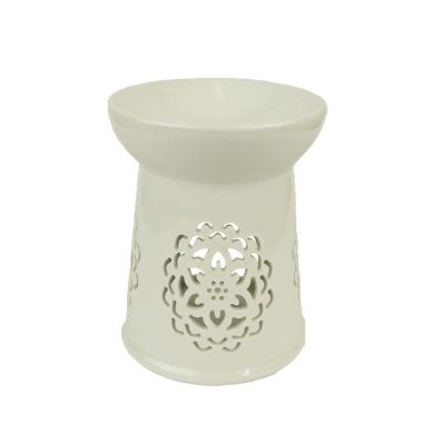 Aromalampy a vonné vosky - Aromalampa dekor mandala keramika bílá 13,2cm
