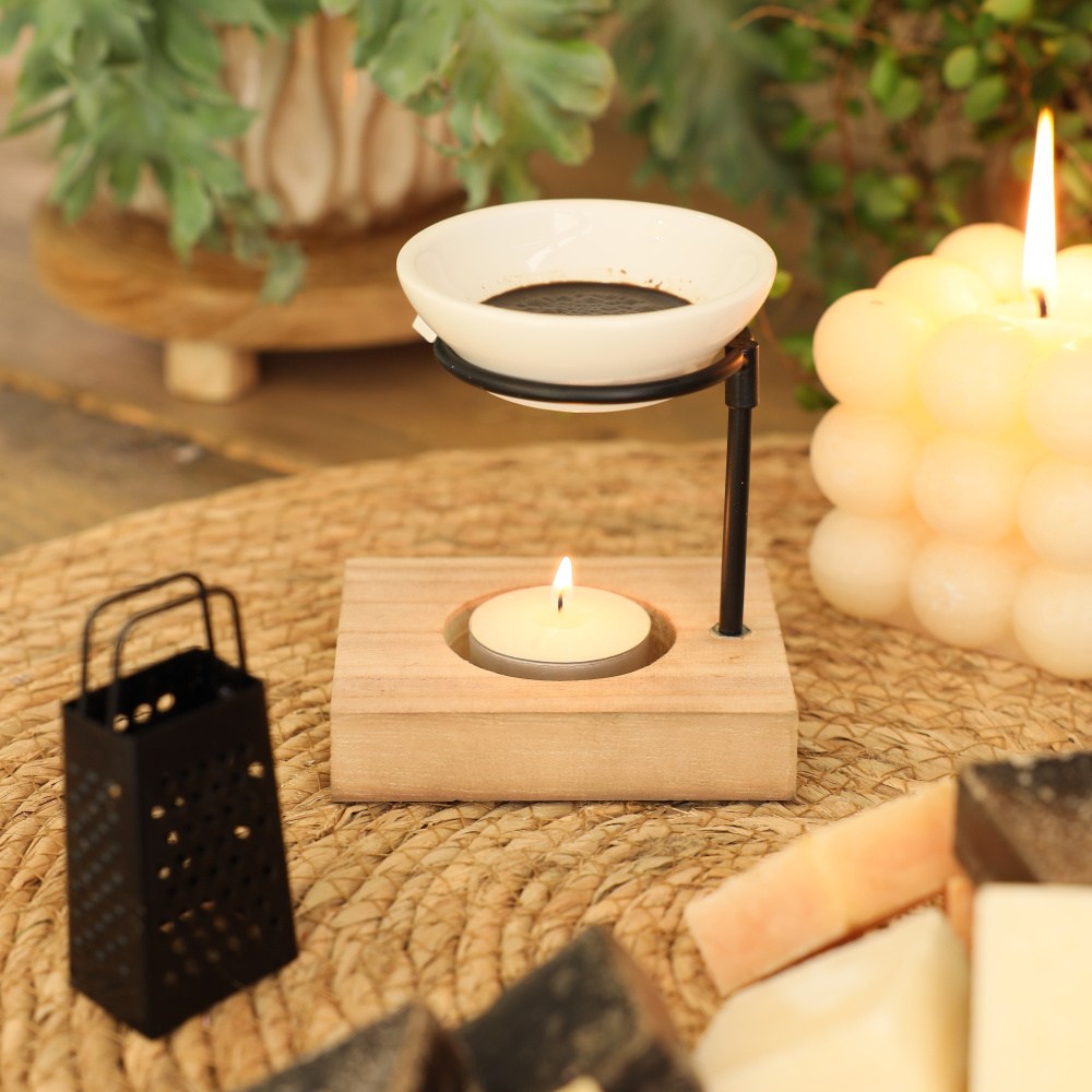 Aromalampa ETNA keramická na dřevěném podstavci 9,5cm-0