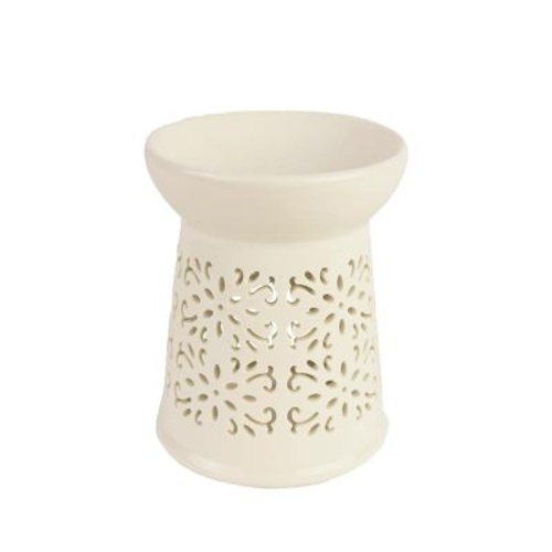 Aromalampy a vonné vosky - Aromalampa keramická ornamentová bílá 13,5cm