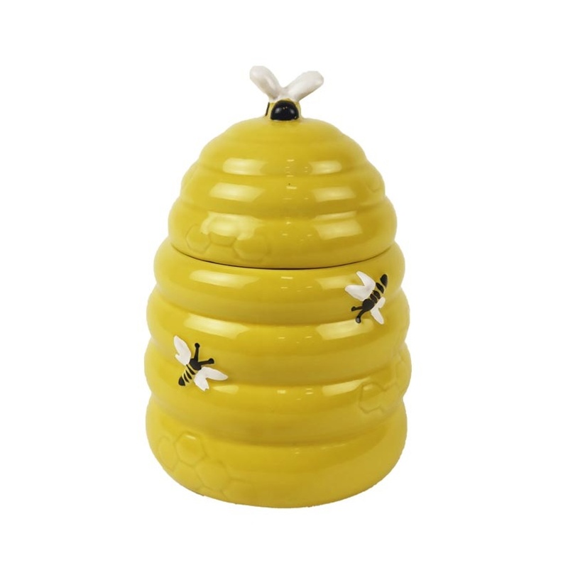 Aromalampy a vonné vosky - Aromalampa kulatá keramická včelí úl žlutá 14cm