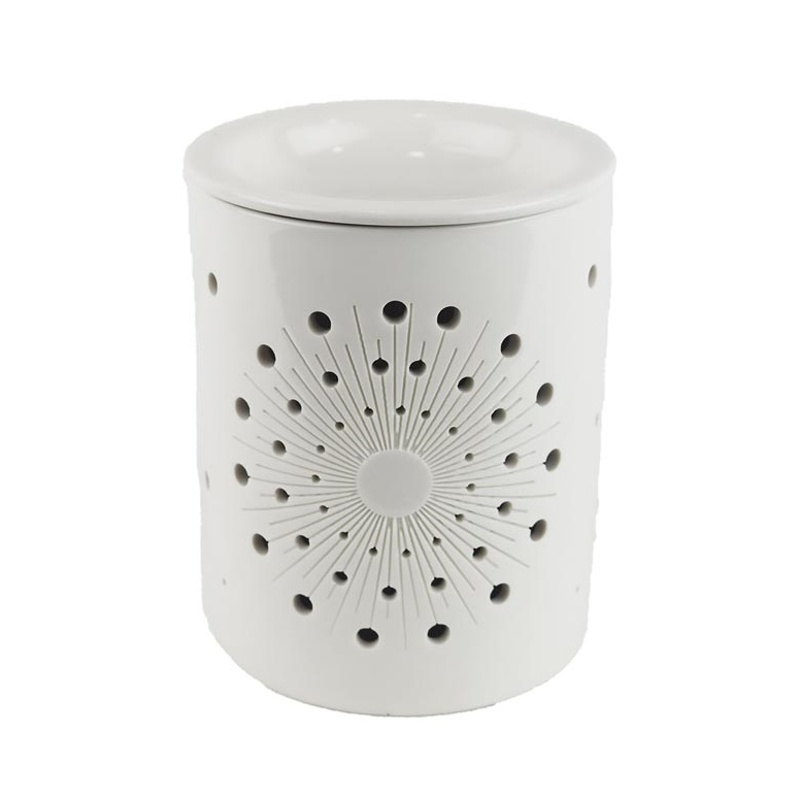 Aromalampy a vonné vosky - Aromalampa kulatá porcelánová bílá 13,5cm