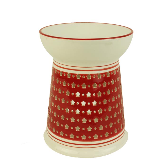 Aromalampy a vonné vosky - Aromalampa porcelánová 11,5cm červeno-bílá