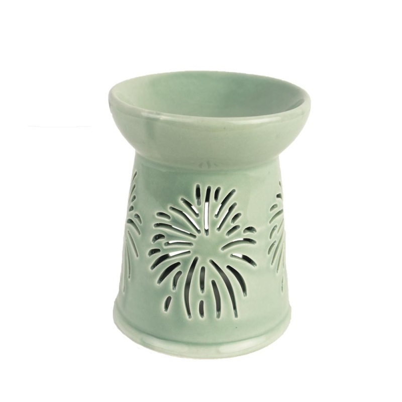 Aromalampy a vonné vosky - Aromalampa porcelánová s ornamenten sv.zelená 13,5cm