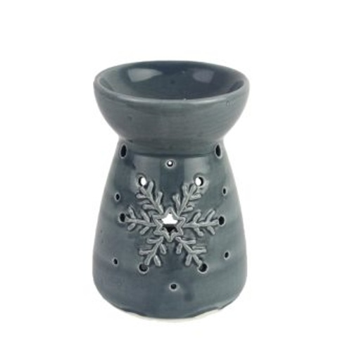 Aromalampy a vonné vosky - Aromalampa porcelánová s vločkou modrá 11cm