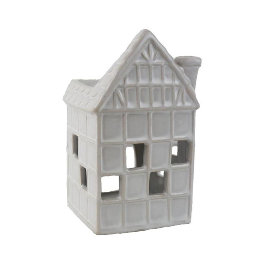 Aromalampy a vonné vosky - Aromalampa porcelánový dům bílý 12,5cm