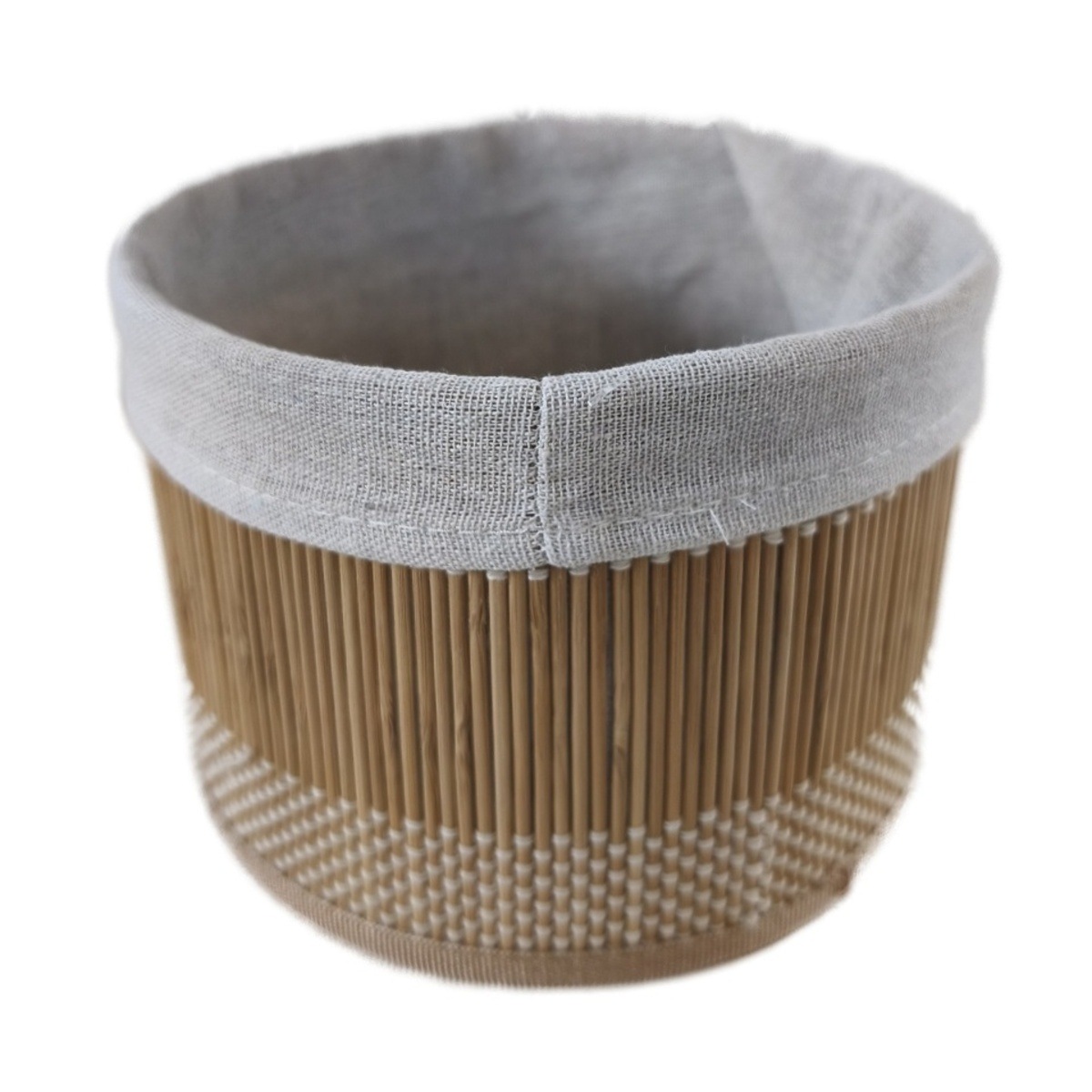 Koše - Bambusový kulatý úložný koš 19cm