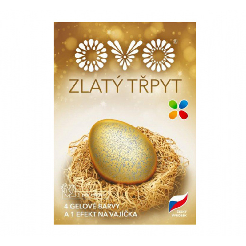 Velikonoce - Barva na vajíčka efekt zlatý třpyt a 4 barvy OVO