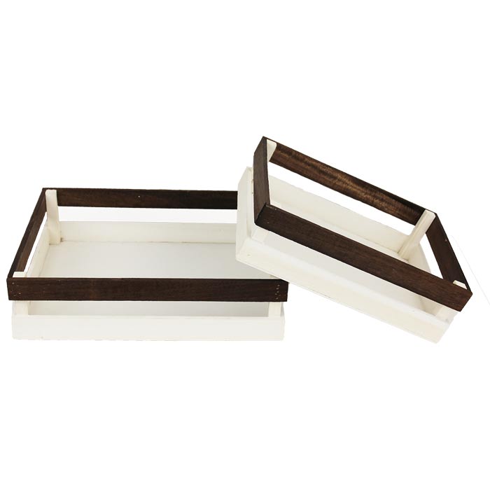 Bedna dřevěná bílo-hnědá 36x27cm-0