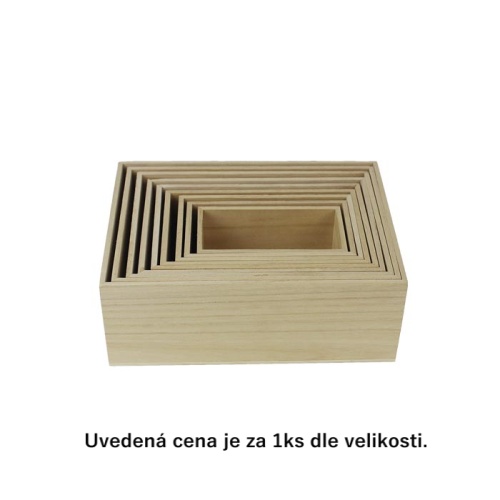 Přepravky a boxy - Bedna hranatá přírodní dřevo 17,5x12,5cm
