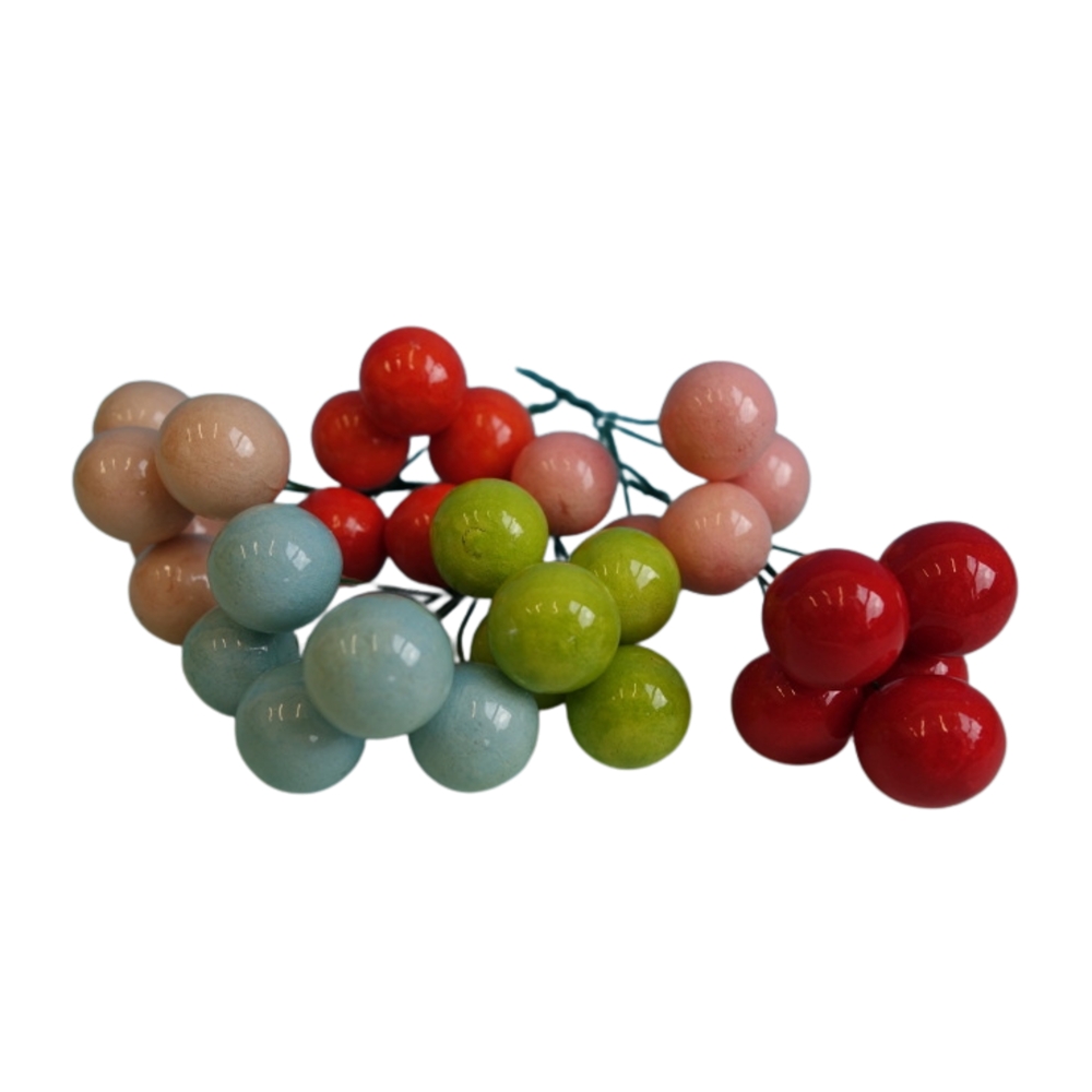 Přízdoby - Bobule umělá na drátku 1,2cm mix 5ks