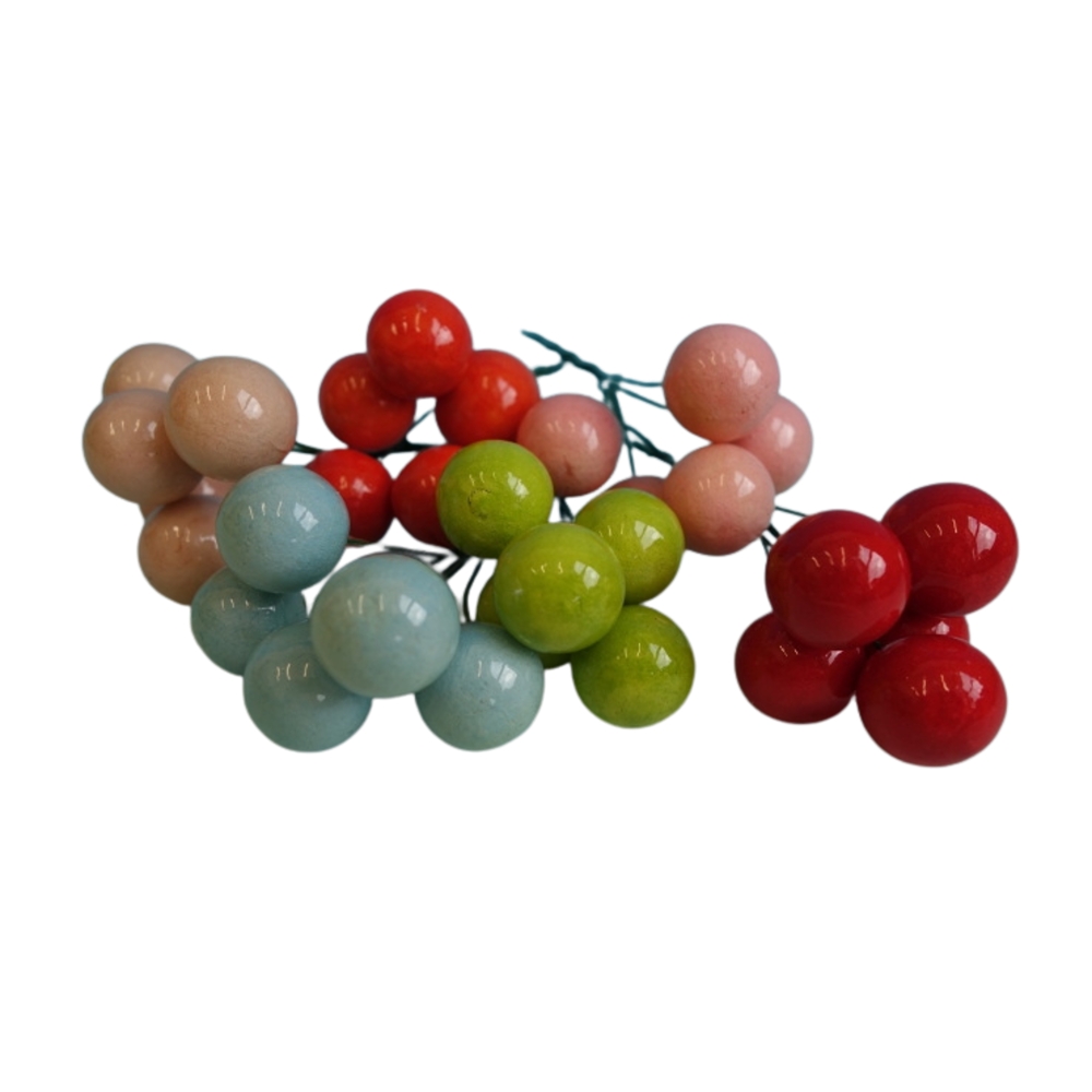 Přízdoby - Bobule umělá na drátku 1,8cm mix 5ks