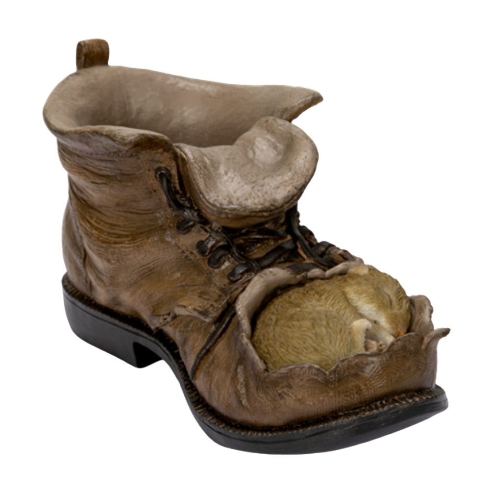 Dekorační figurky zvířat - Bota s myší polyresinová 23cm