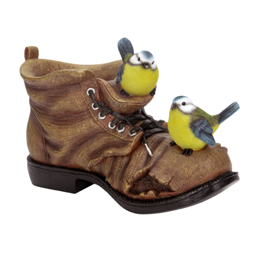 Dekorační figurky zvířat - Bota se sýkorami polyresinová 22cm