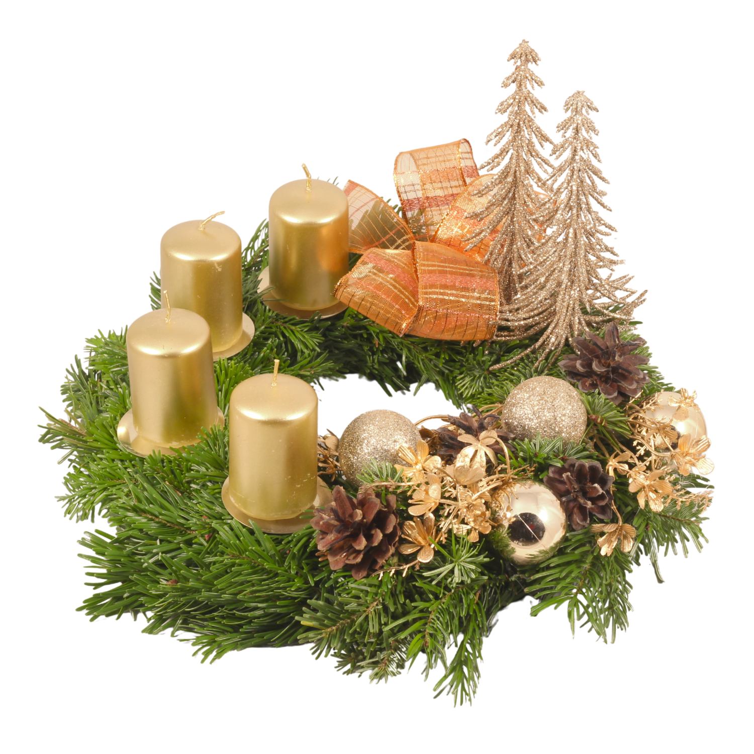 Bronzové Vánoce - Adventní věnec 25cm-0