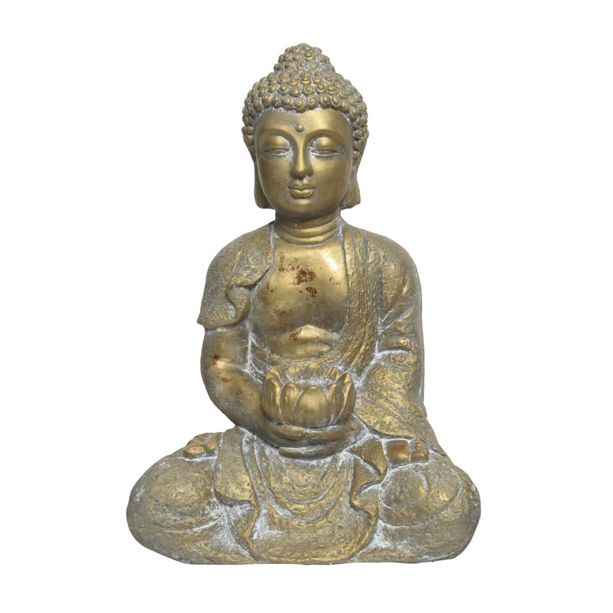Dekorační figurky postav - Buddha sedící s lotosem z polymagnesia 46cm