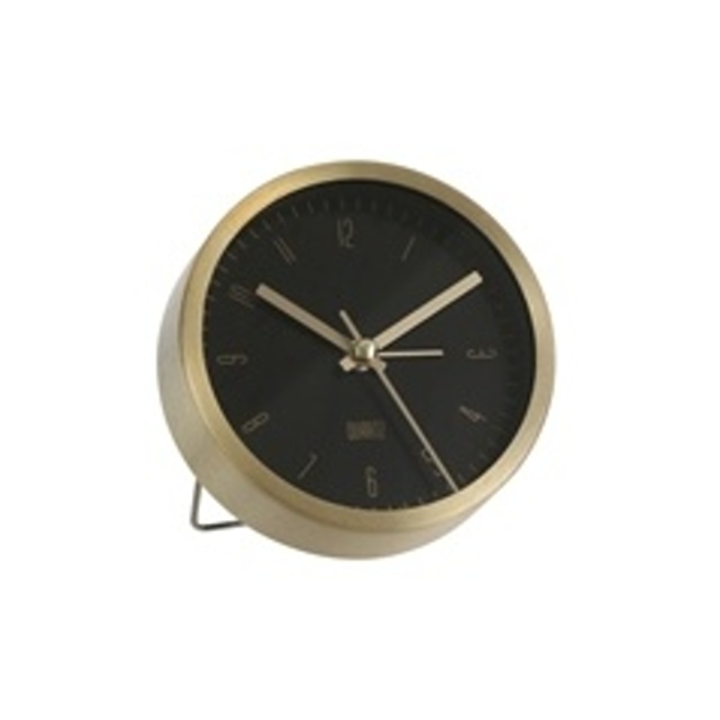 Hodiny a budíky - Budík kulatý BONN hliníkový zlato-černý 9cm