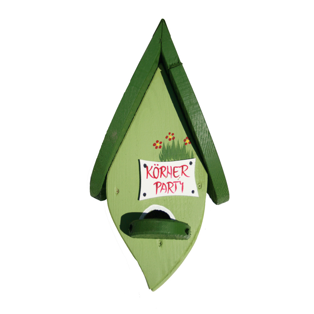 Krmítka, budky, domečky - Budka ptačí list Happy Hour dřevo závěsná zelená