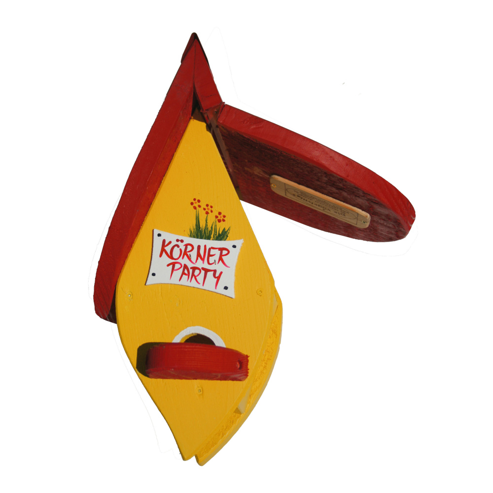 Budka ptačí list Happy Hour dřevo závěsná žlutá-0