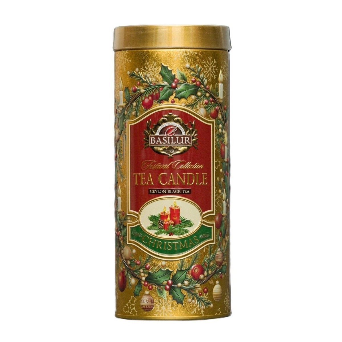 Nápoje - Čaj BASILUR Festival Candle Gold v dóze se svíčkou 75g