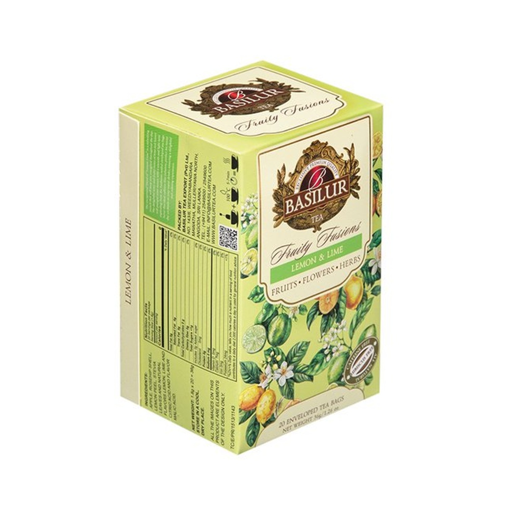 Nápoje - Čaj Basilur Fruity Fussions Lemone & Lime bez ibišku 20x1,8g