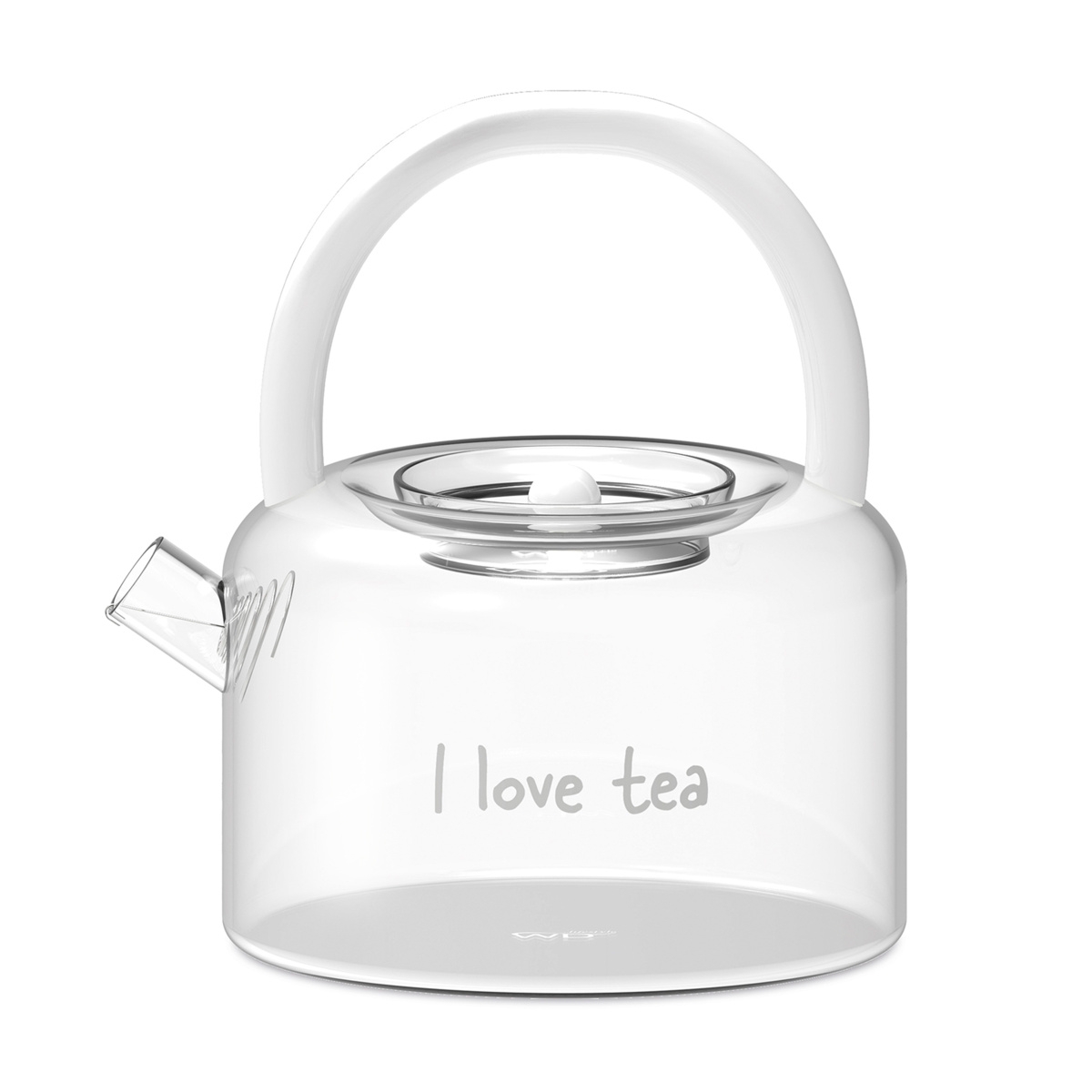 Čajové konvice - Čajová konvice I LOVE TEA z borosilikátového skla 0,9 litru