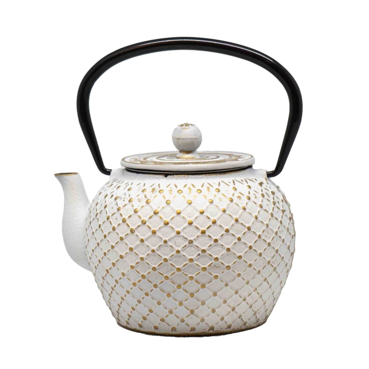 Čajové konvice - Čajová litinová konvice bílá 1,2 litru