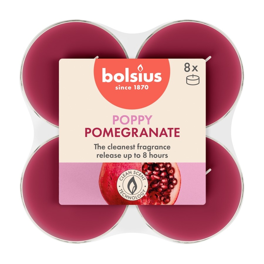 Čajové svíčky - Čajová vonná svíčka Maxi BOLSIUS Granátové jablko 8ks