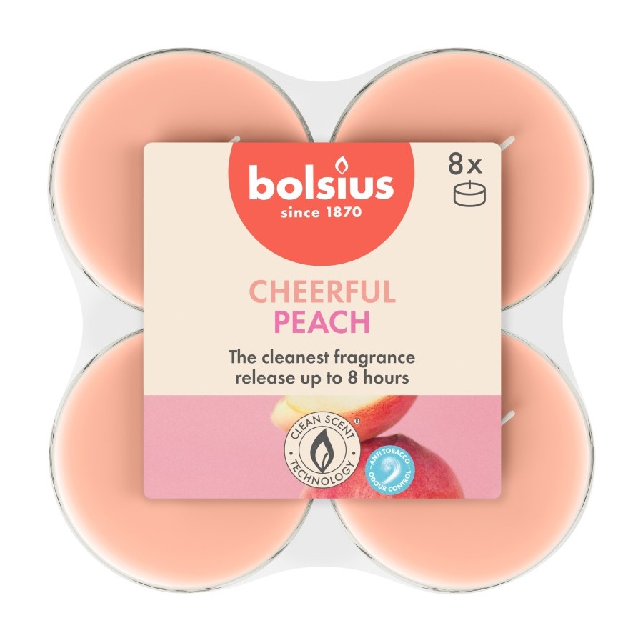 Čajové svíčky Bolsius - Čajová vonná svíčka Maxi BOLSIUS Peach 8ks