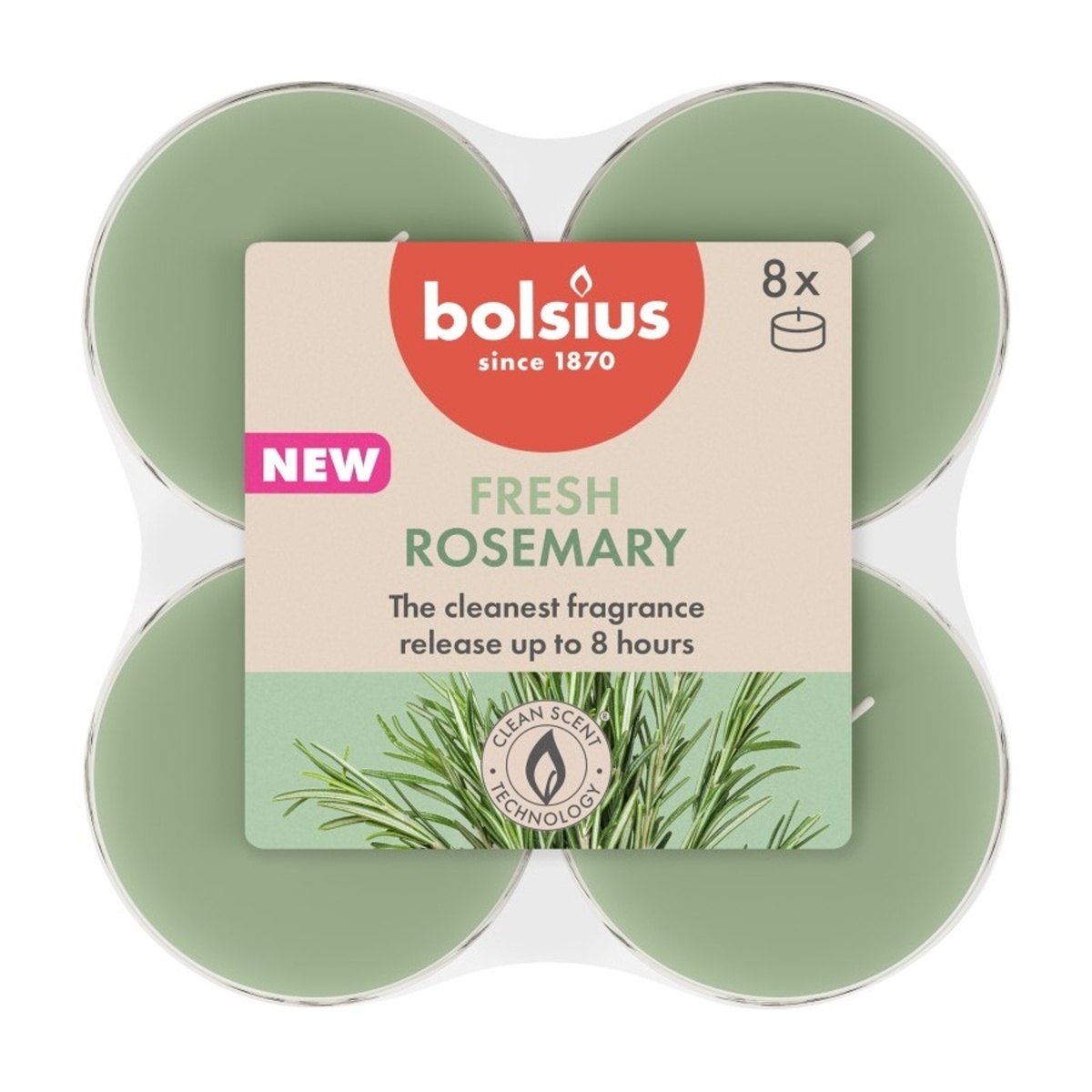 Čajové svíčky Bolsius - Čajová vonná svíčka Maxi BOLSIUS Rosemary 8ks