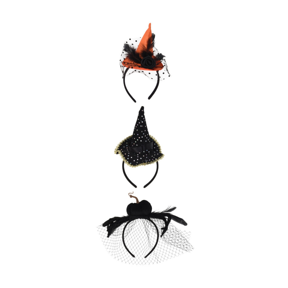 Halloween - Čelenka s čarodějnickým kloboukem polyesterová mix 24cm
