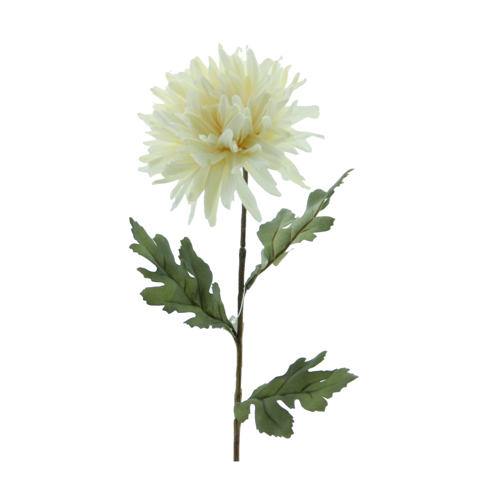 Podzimní umělé květiny - Chryzantéma SPYDER řezaná umělá s 1 květem krémová 68cm