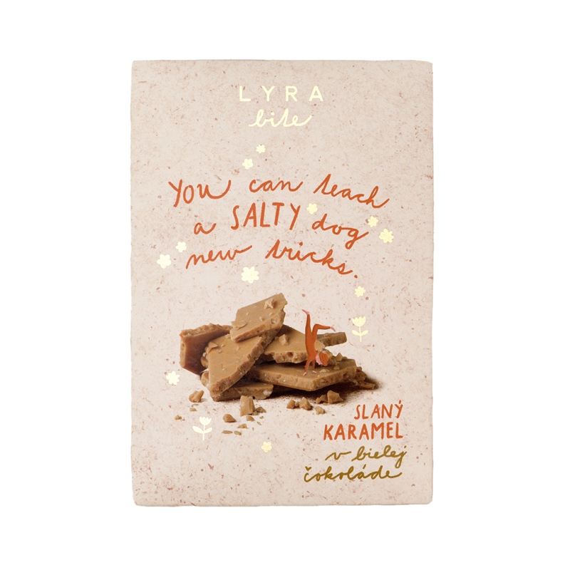Čokoládové pochoutky - Čokoláda bílá LYRA Bite slaný karamel 100g