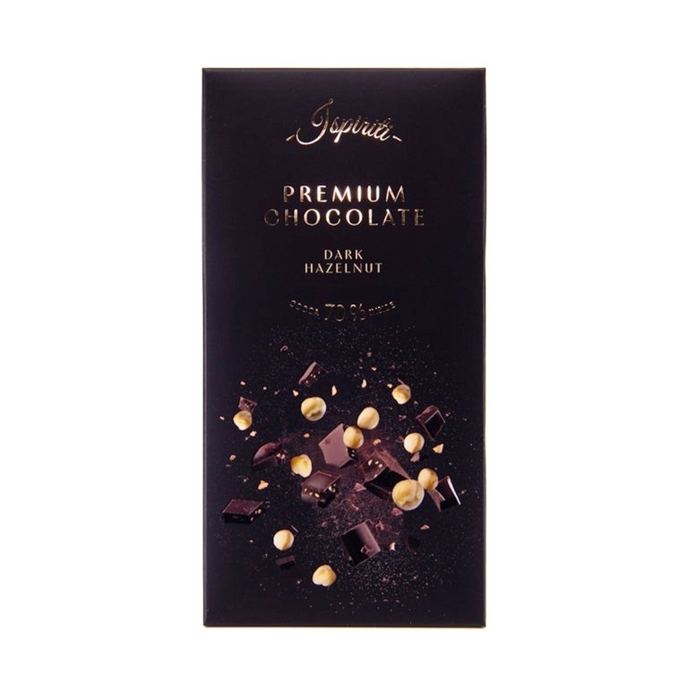 Čokoládové pochoutky - Čokoláda ISPIRITI hořká 70% s lískovými ořechy 80g