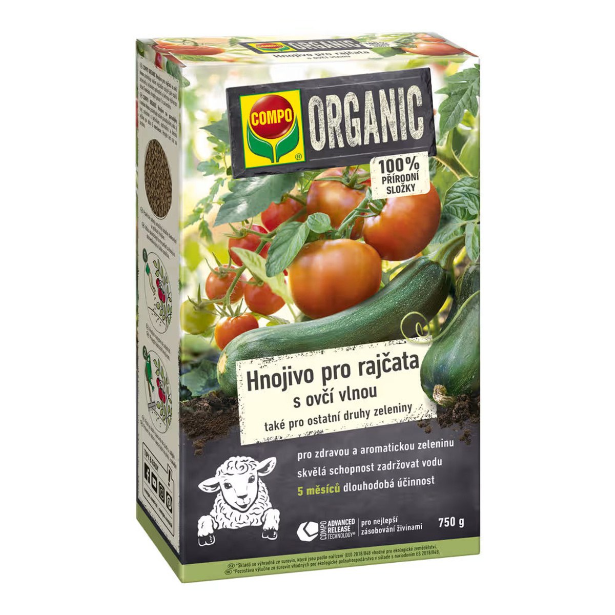 Organická a OM hnojiva - COMPO ORGANIC Hnojivo pro rajčata s ovčí vlnou 750g