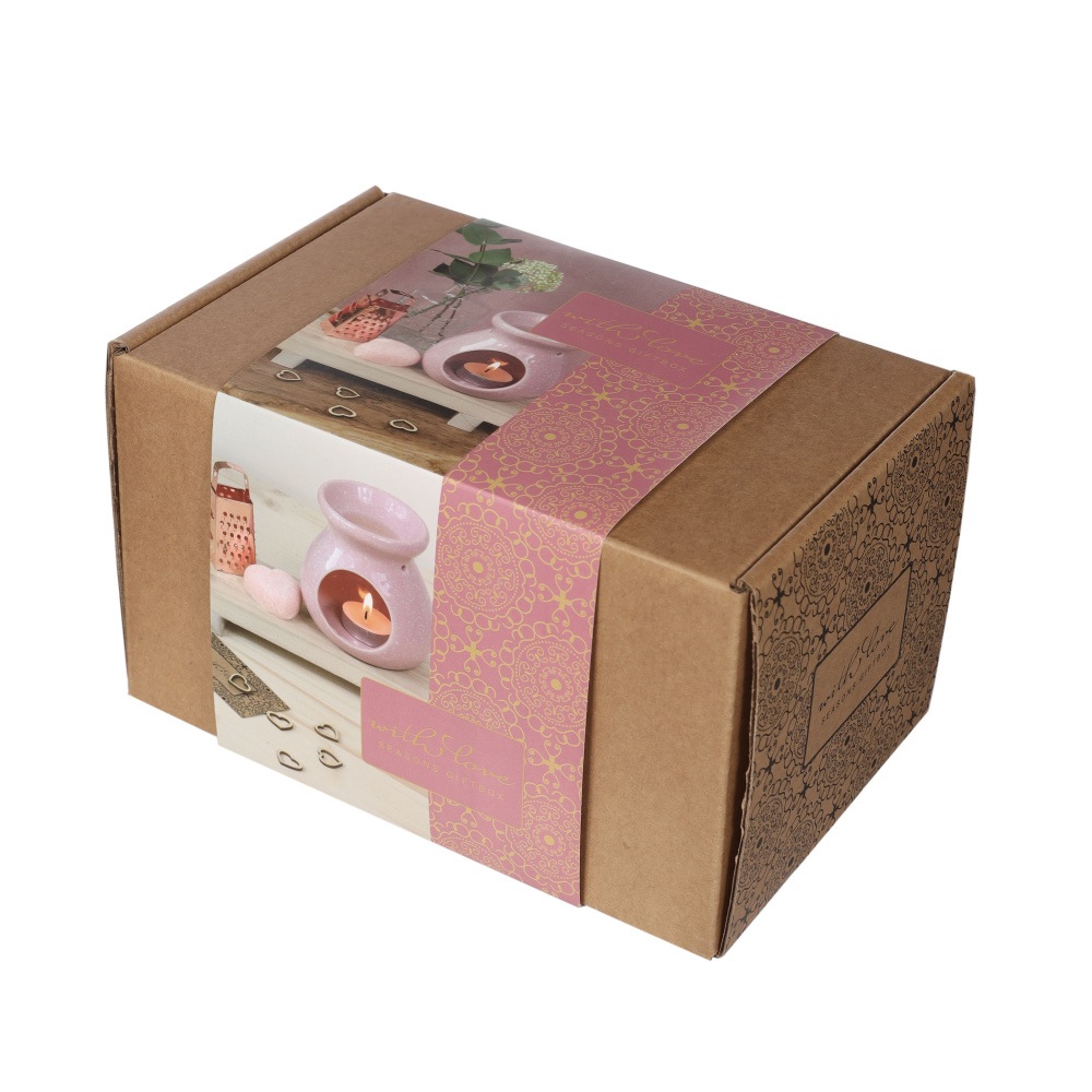 Dárková sada aromalampy VESUVIUS a příslušenství růžová 4ks-1