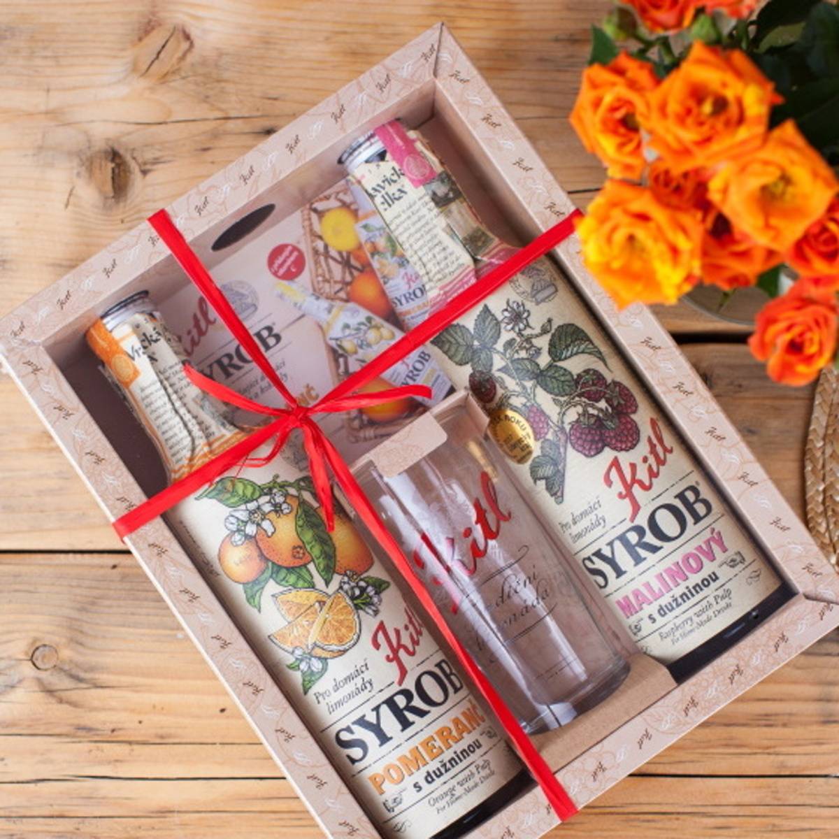 Dárková sada Kitl SYROB malina a pomeranč se skleničkou 3ks-0