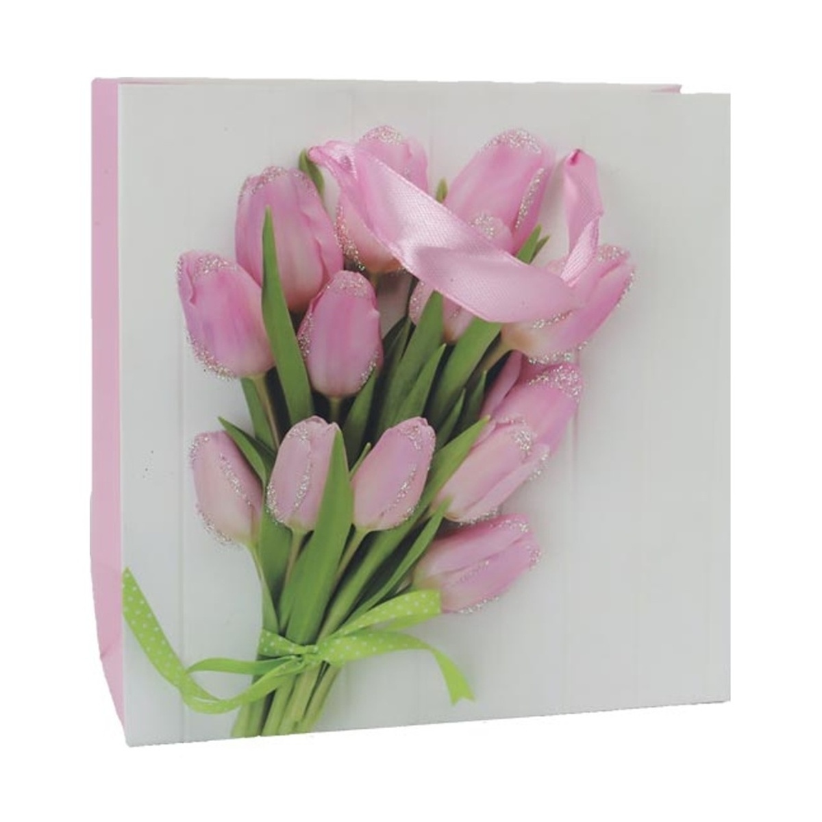 Tašky - Dárková taška papírová s tulipány 15cm