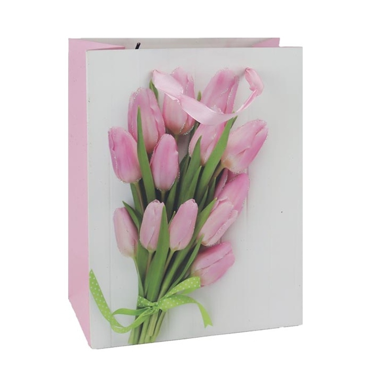 Tašky - Dárková taška papírová s tulipány  23cm