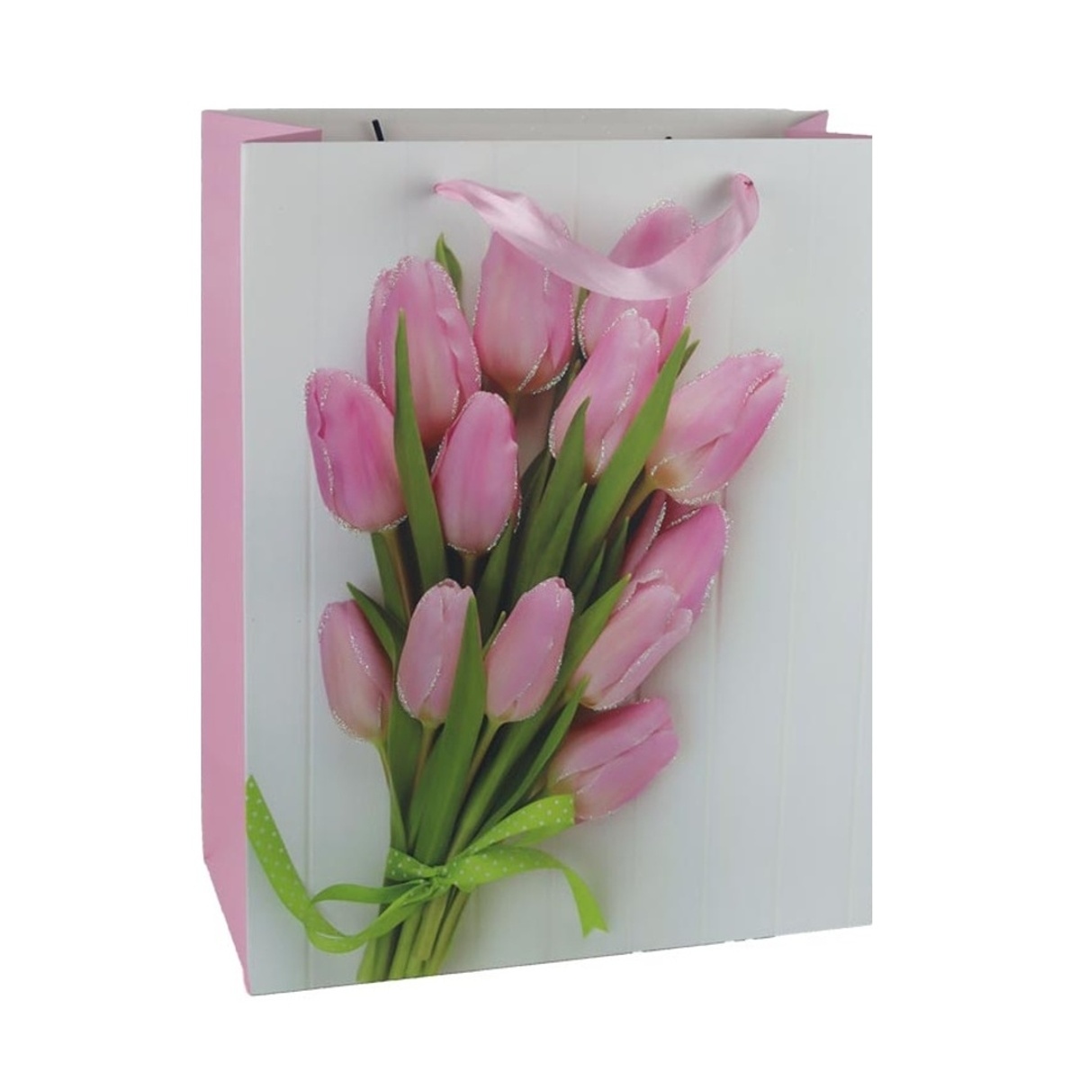 Tašky - Dárková taška papírová s tulipány 32cm