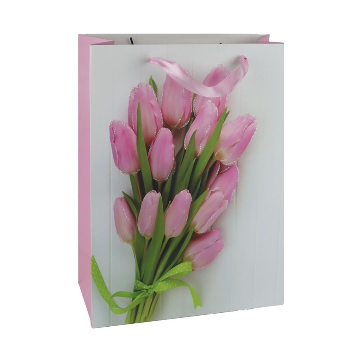 Tašky - Dárková taška papírová s tulipány 44cm